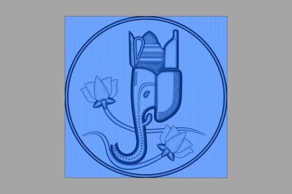3D Ganesha with Lotus Design | CNC Relief Model